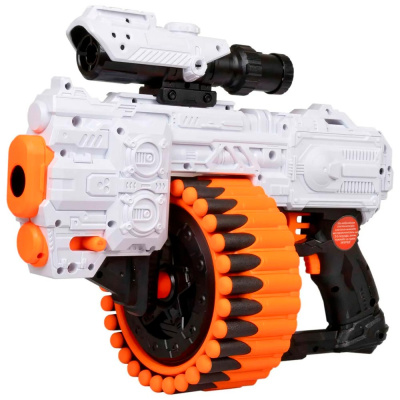 Бластер FunMax А73 электрический с барабаном 30 выстрелов 48 снарядов 1TOY Т24250 1